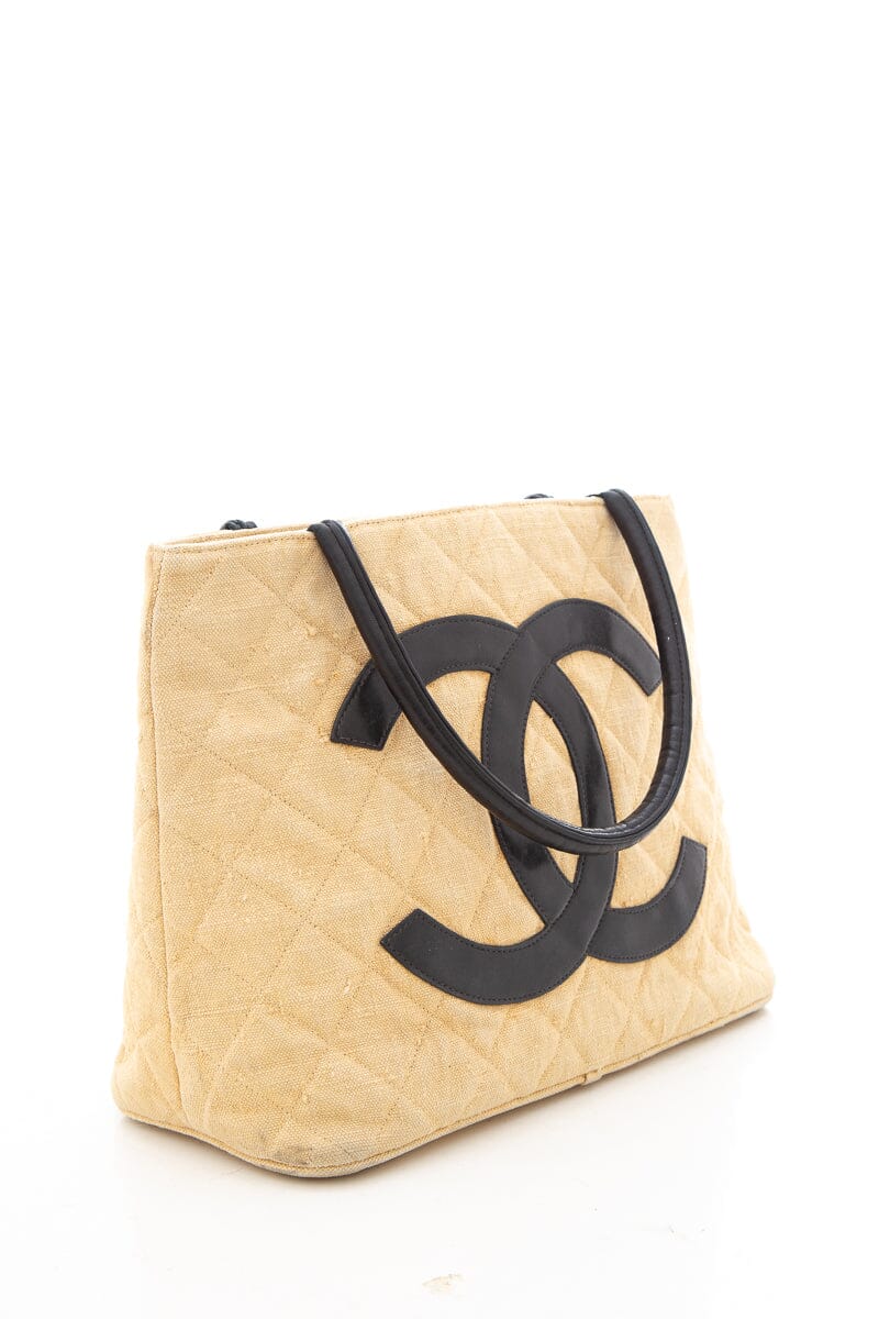 Chanel   1991 Beige Cloth Cambon Tote