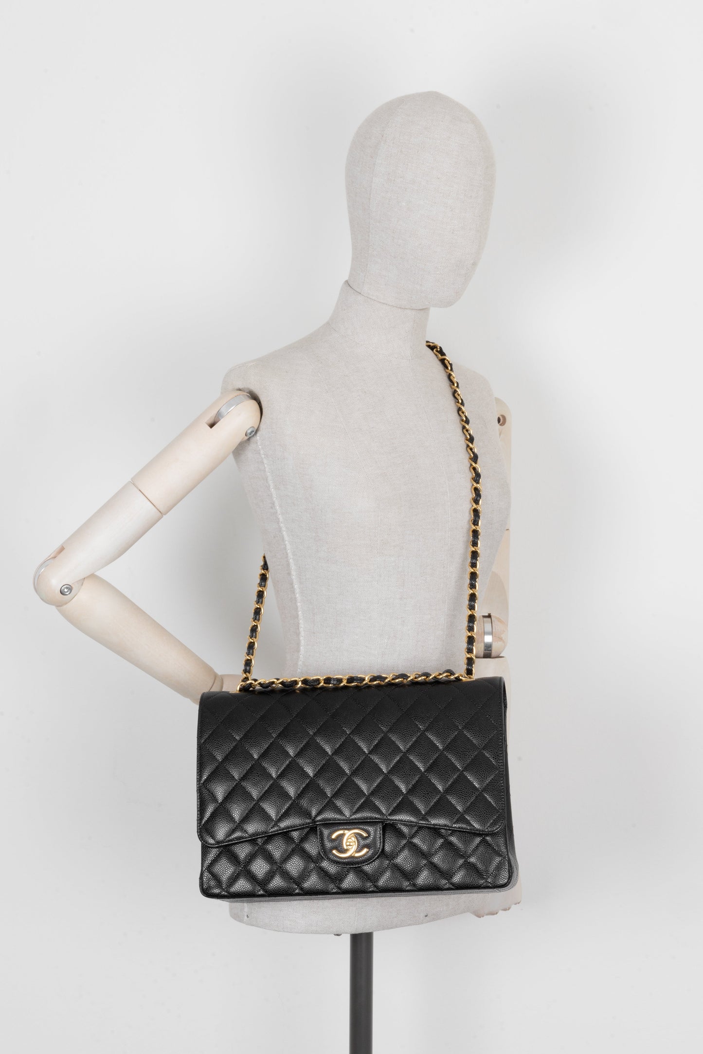 CHANEL Maxi Double Flap Bag Caviar Bag