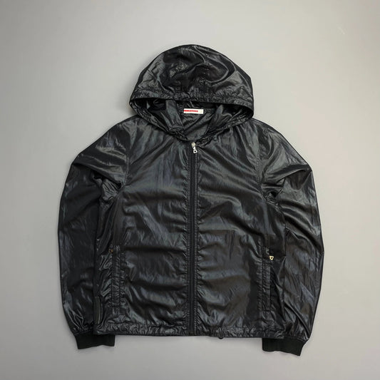 Prada Sport Black/Deep Purple 00s Lightweight Nylon Hooded Windbreaker Jacket