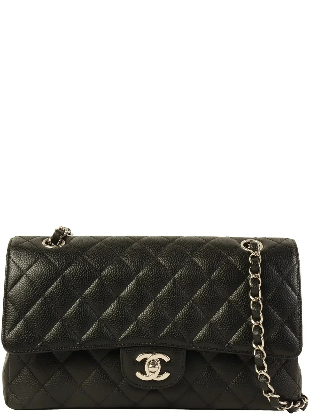 CHANEL Around 2008 Made Caviar Skin Classic Flap Chain Bag 25Cm Black