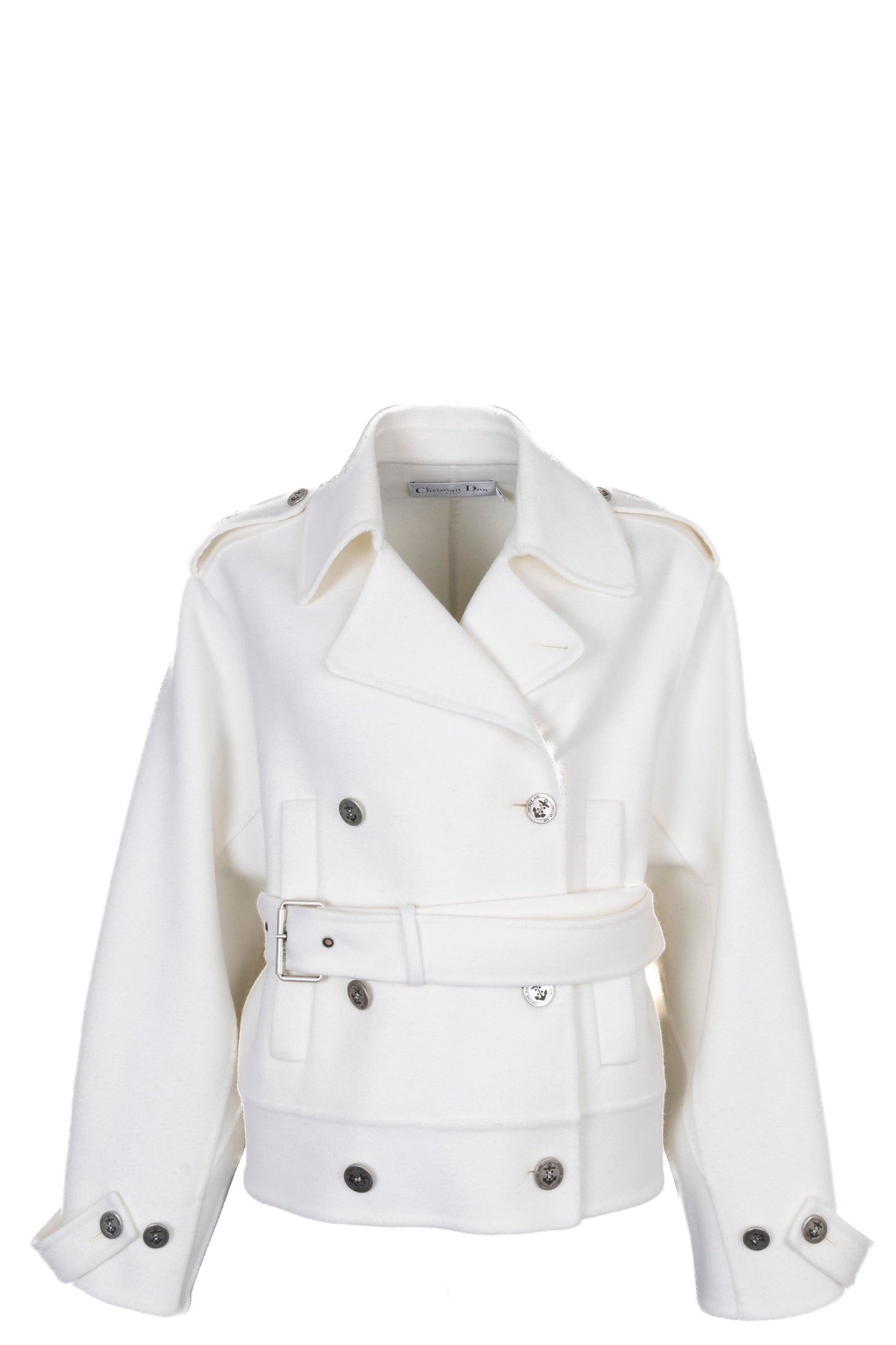 CHRISTIAN DIOR 2025 Cropped Belted Wool Jacket Ivory