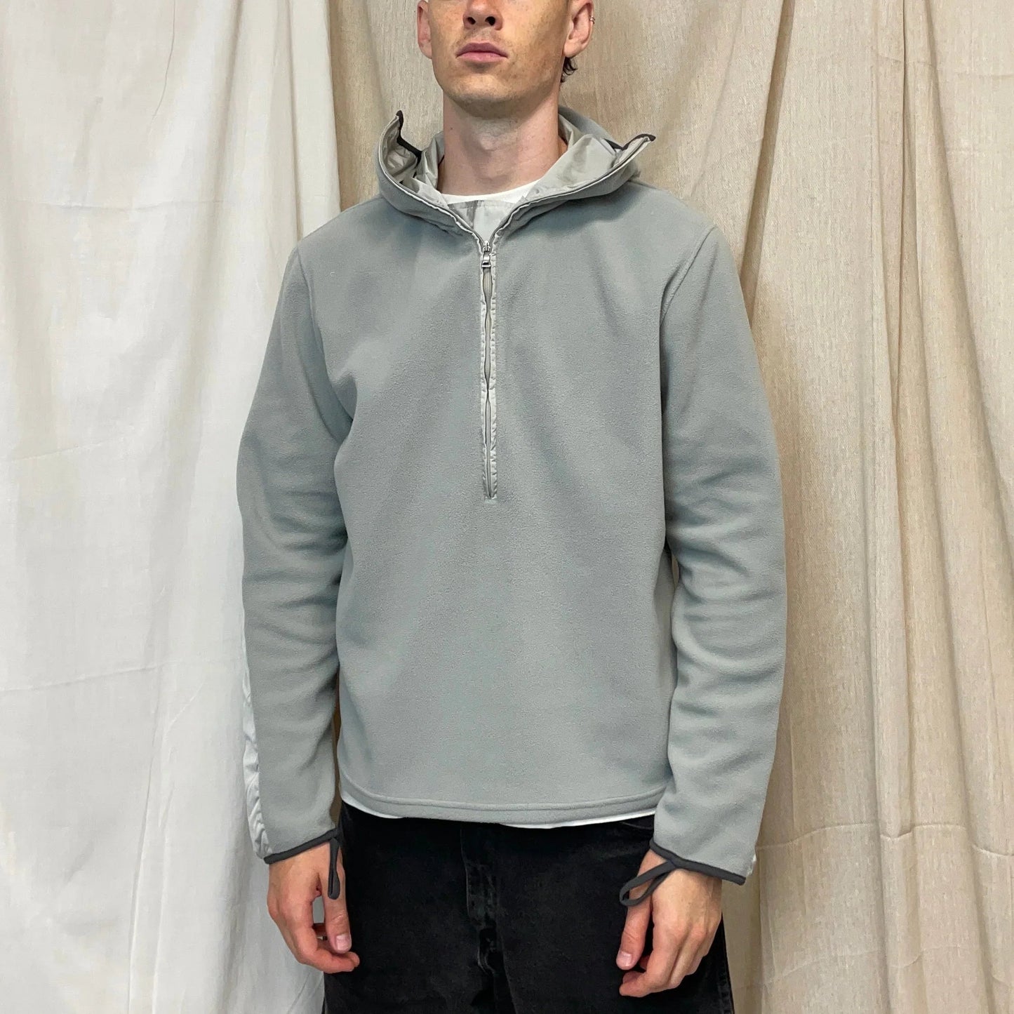 Prada Sport Light Blue/Grey 00s Nylon Panelled Ninja Balaclava Fleece