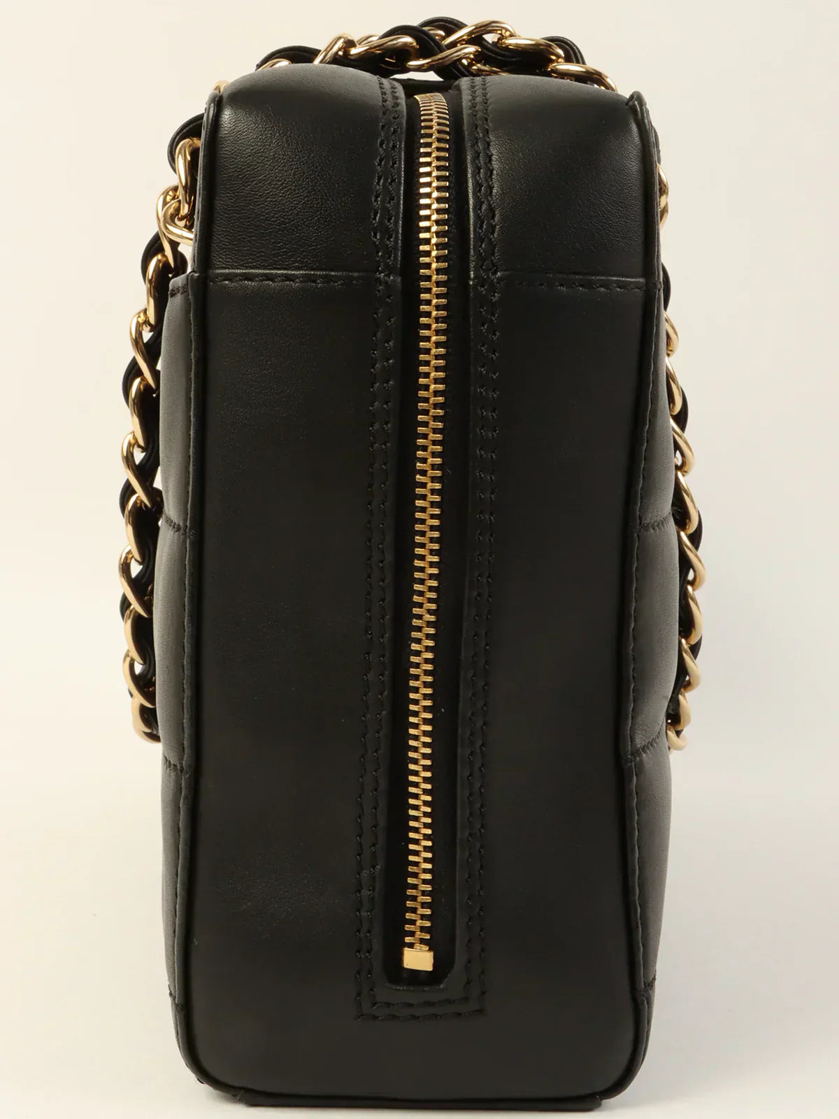 CHANEL Around 2001 Made Chocolate Bar Stitch Cc Mark Plate Chain Bag Black