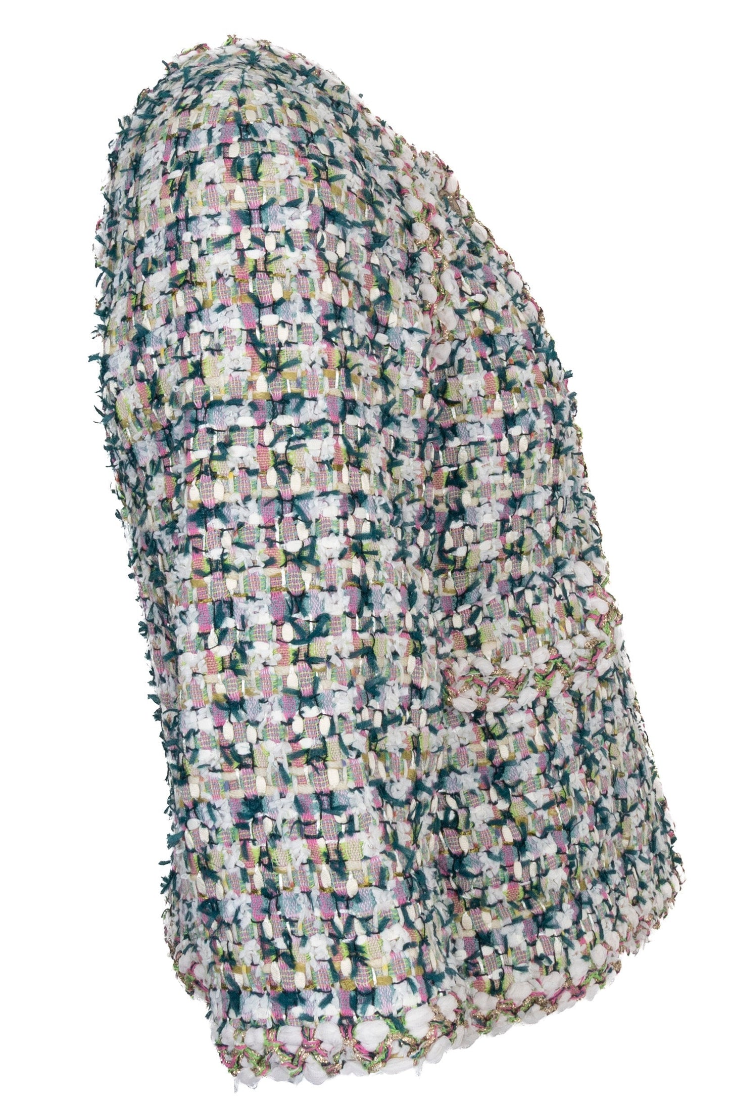 CHANEL Jacket Tweed Green Pink White