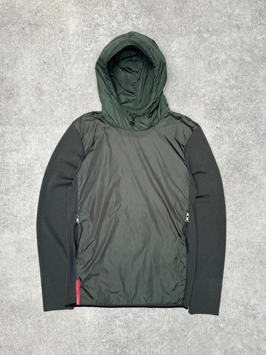 2003 Prada Nylon Panelled Metal Pull Knit Pullover