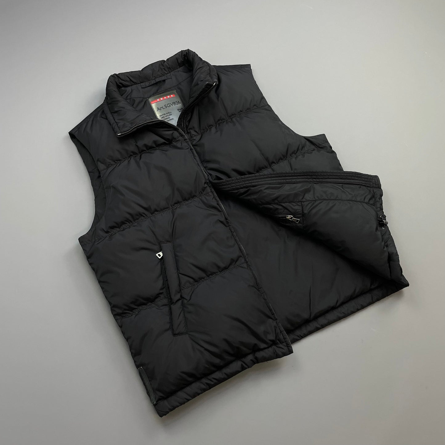 Prada Sport Black 2008 Nylon Down Puffer Gilet