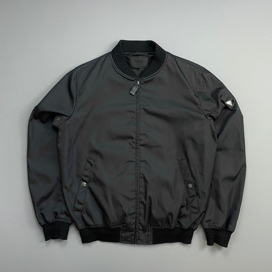 Prada Mainline 2015 Nylon & Wool Plaque Bomber Jacket