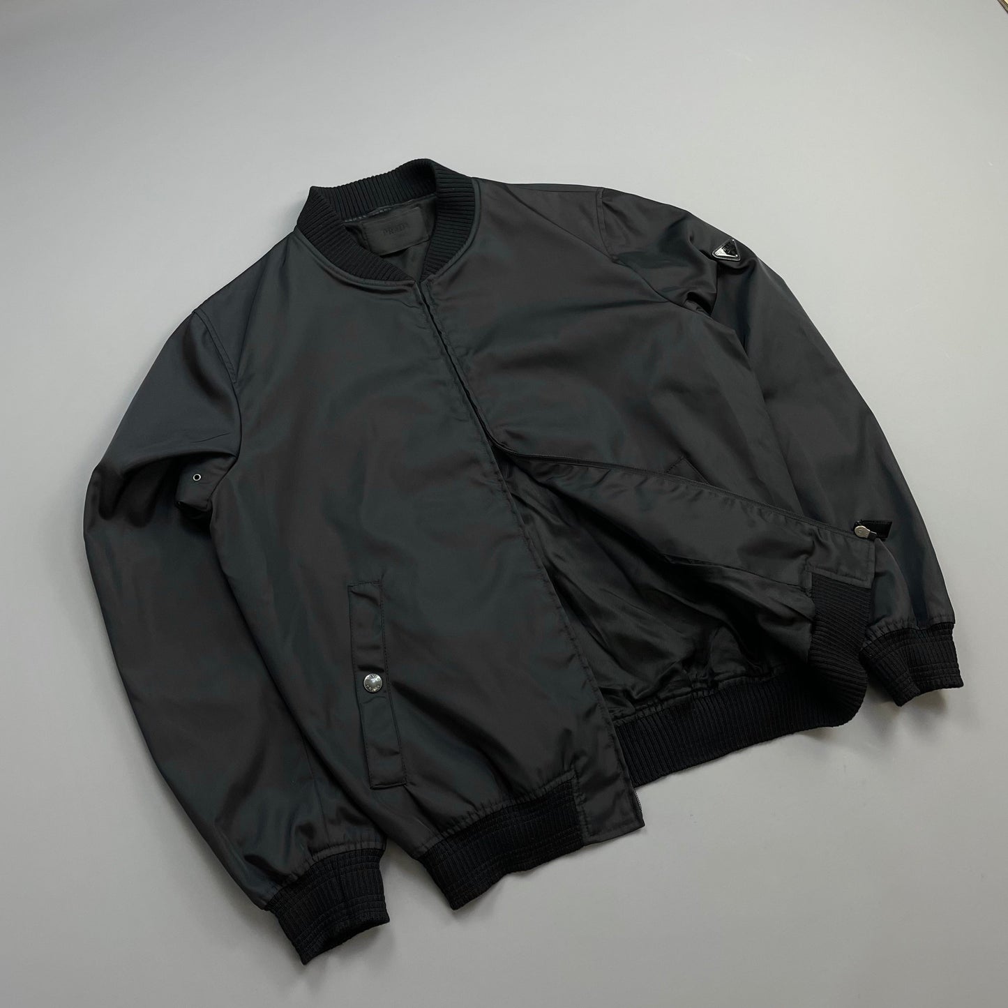 Prada Mainline 2015 Nylon & Wool Plaque Bomber Jacket