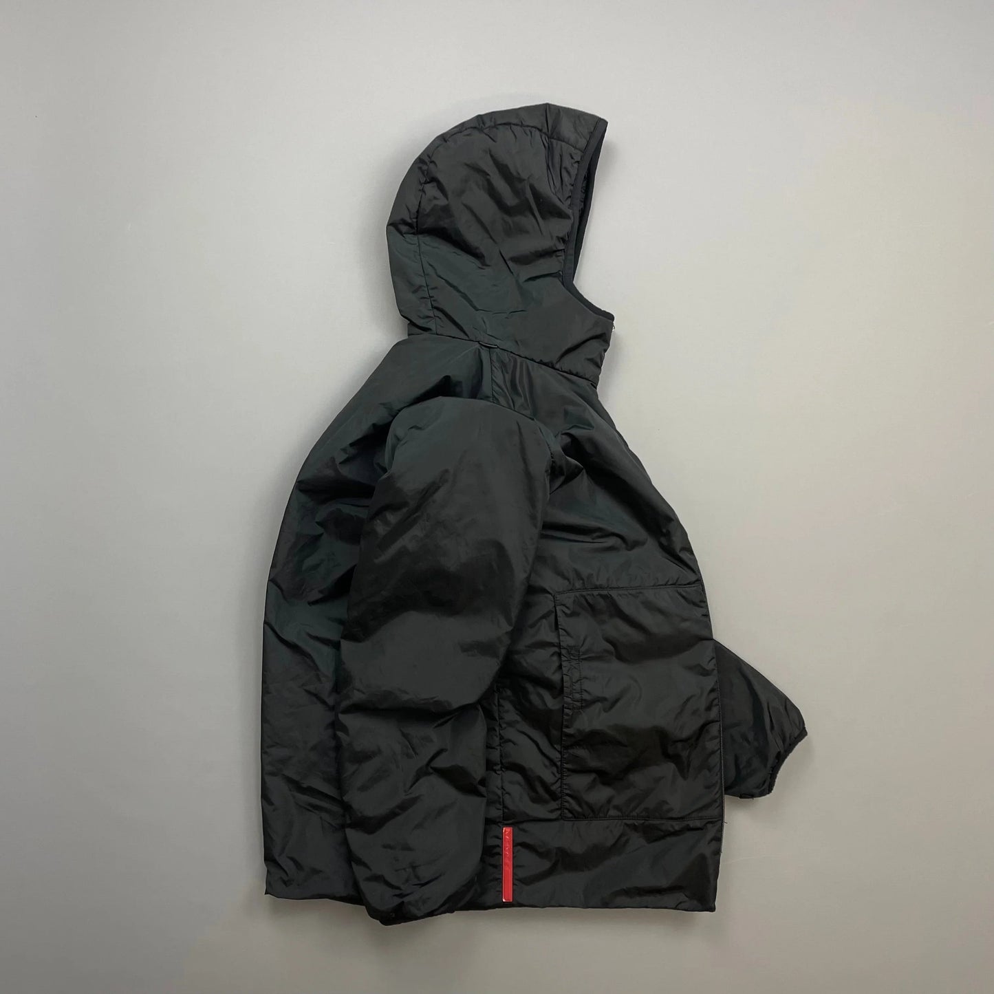 Prada Sport Black Nylon Padded Hooded Liner Windbreaker Jacket