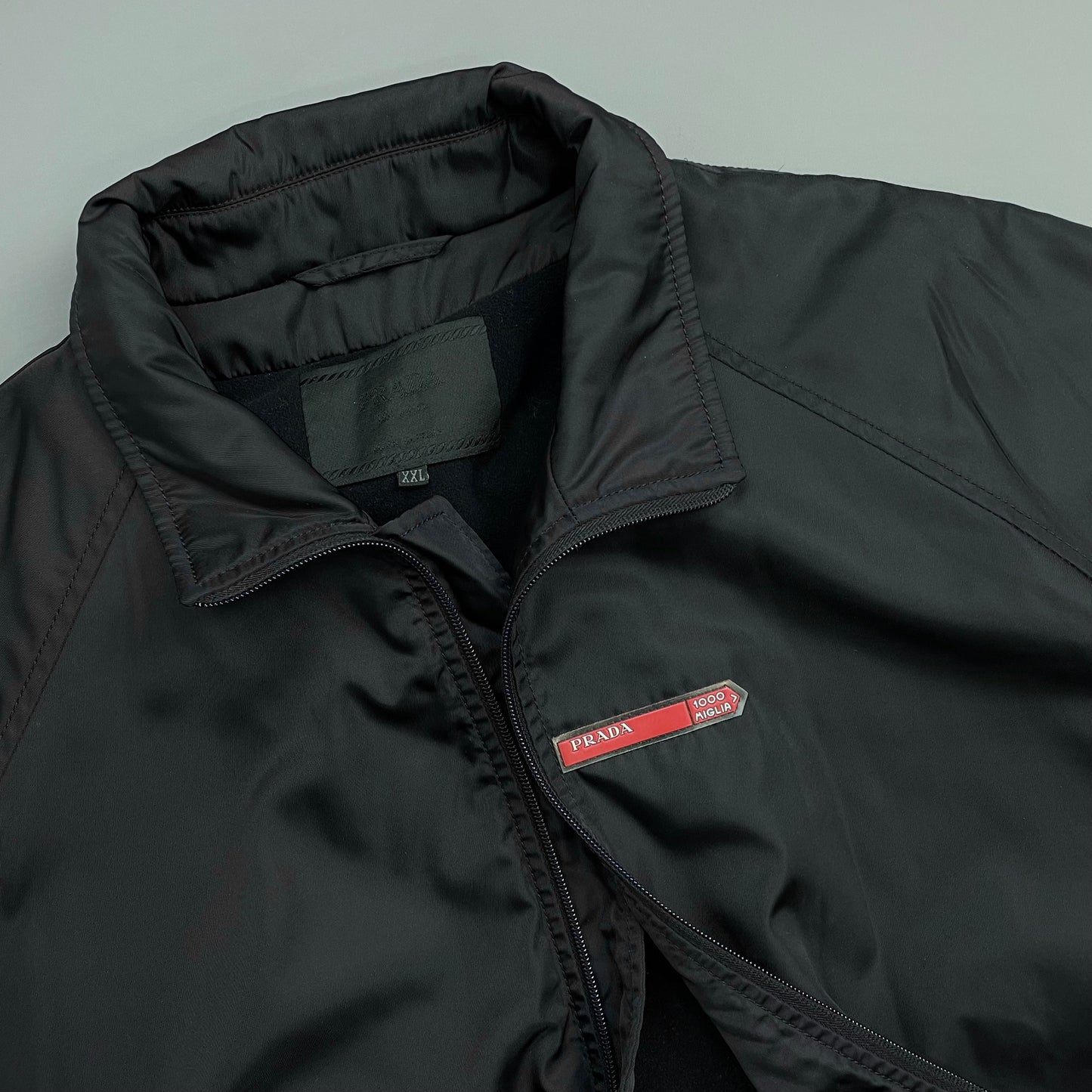 Prada Sport Navy 2000 Nylon '1000 Miglia' Fleece-Lined Bomber Jacket