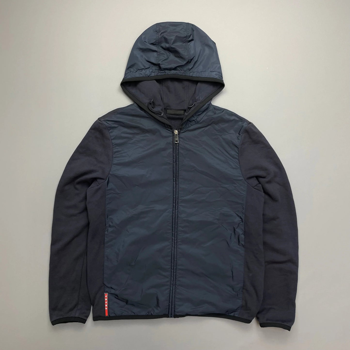 Prada Sport Navy Nylon Panel 2015 Hoodie Jacket