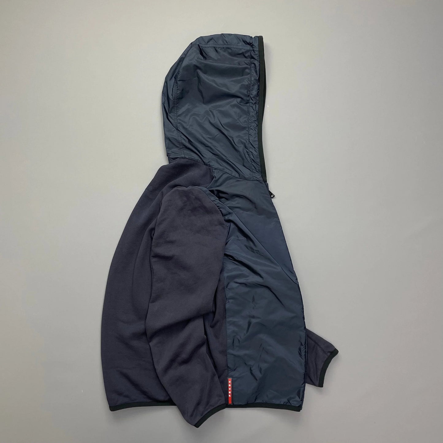 Prada Sport Navy Nylon Panel 2015 Hoodie Jacket