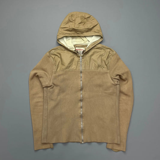 Prada Sport Brown Knit Hoodie with Contrast Hood