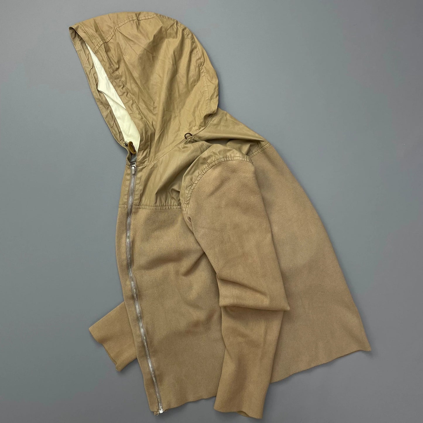 Prada Sport Brown Knit Hoodie with Contrast Hood