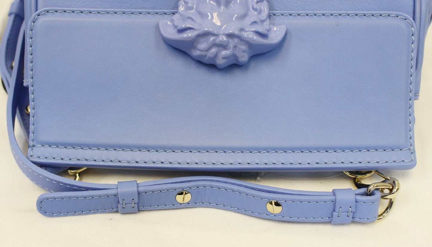 VERSACE Small Empire Palazzo Blue Leather Crossbody Bag