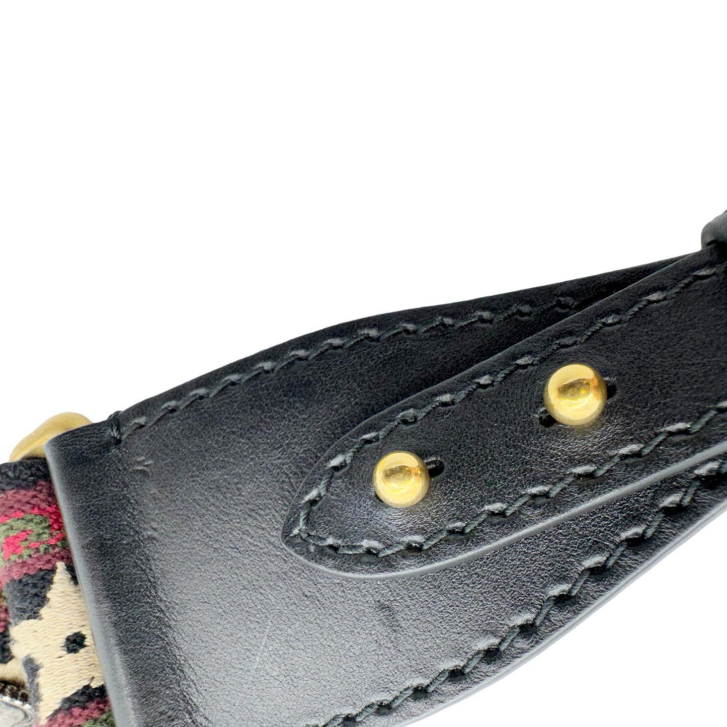 CHRISTIAN DIOR Studded Bohemian Oblique Embroidered Canvas Shoulder Strap Red