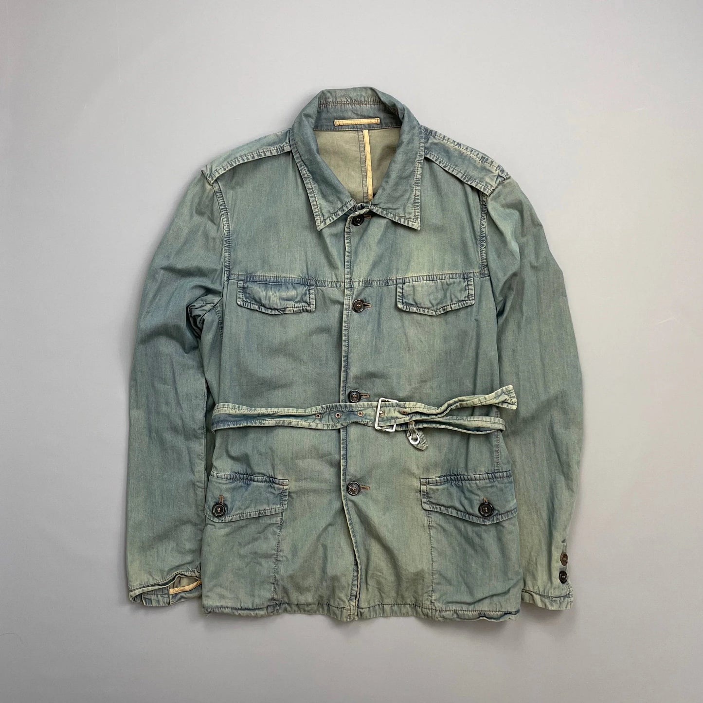Prada Milano Blue Cotton Tailored Belt-Strap Chore Jacket