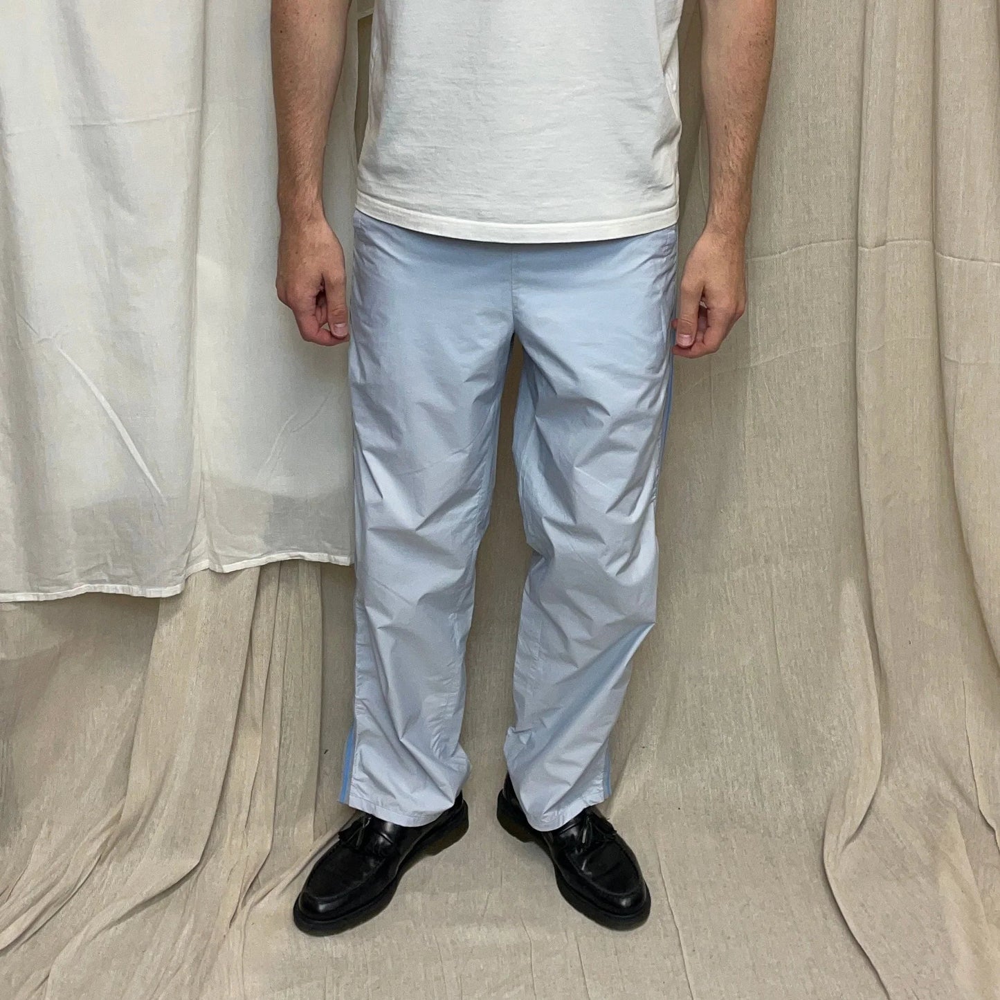 Prada Sport Light Blue SS00 Gel Seam Nylon Track Pant Tro rs