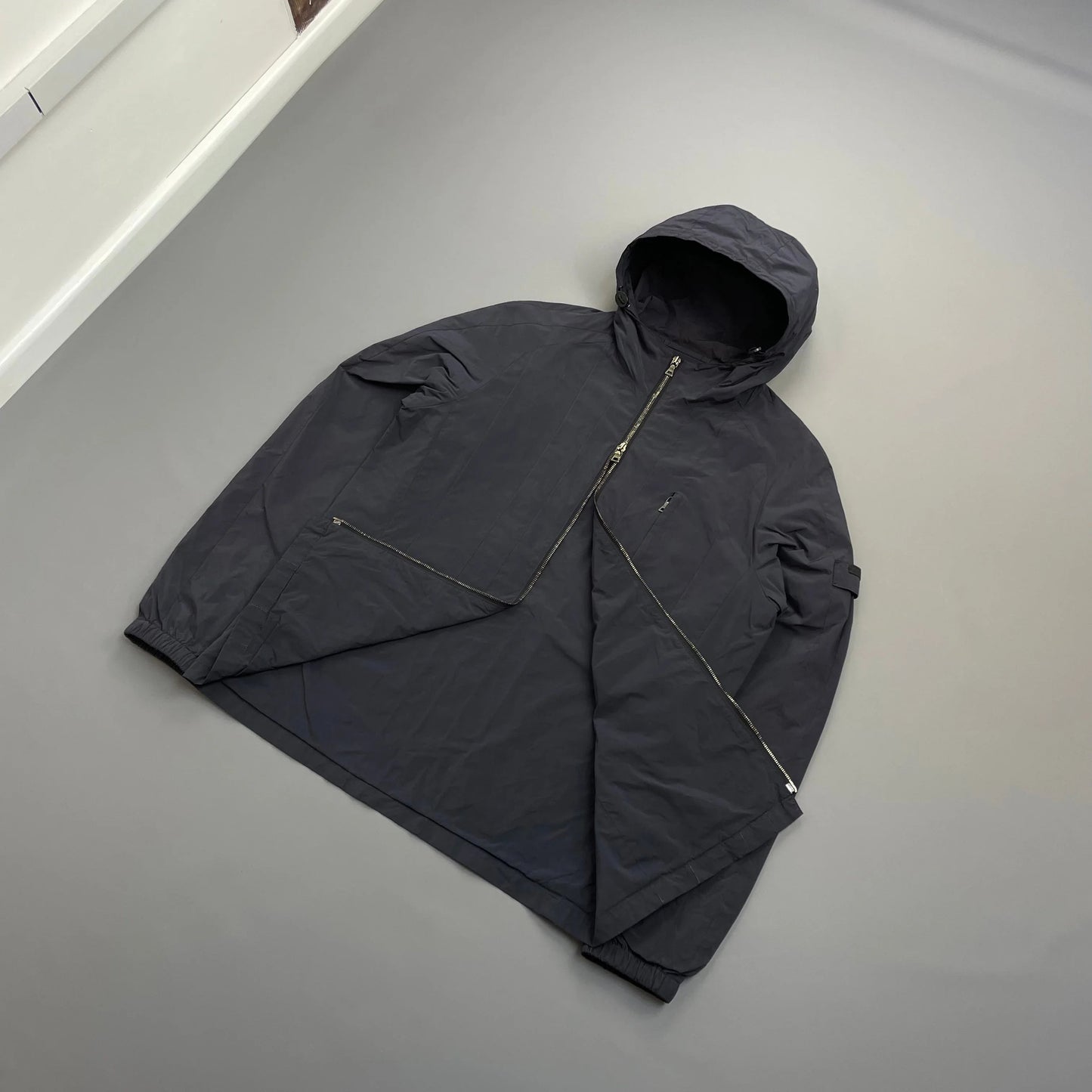 Prada Milano Blue 2007 Nylon Line Panel Windbreaker Jacket