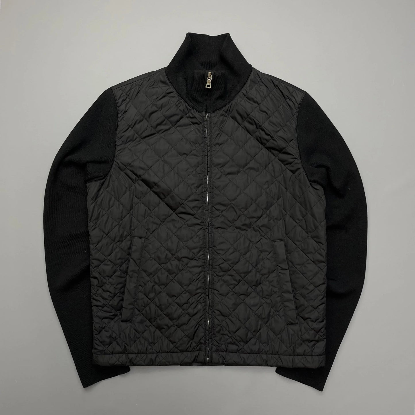 Prada Sport Black Quilted Zip-Through Knit Jacket 2009