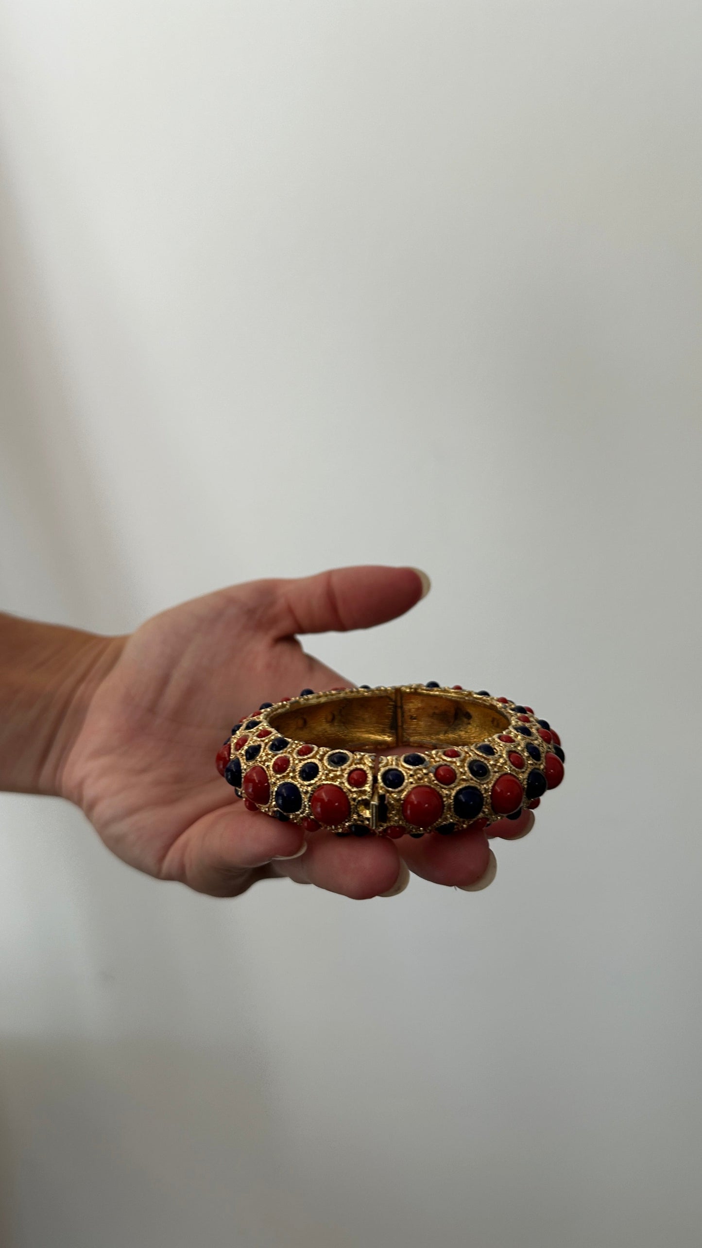 CHRISTIAN DIOR   Cuff Gold Red Blue