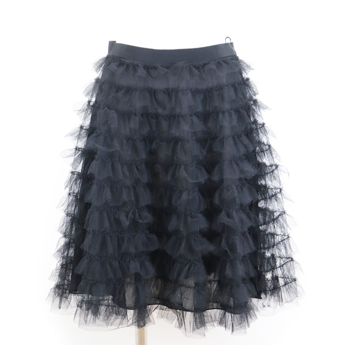 Christian Dior Tiered Frill Tulle Skirt Black