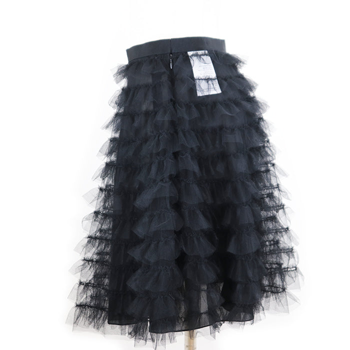 Christian Dior Tiered Frill Tulle Skirt Black