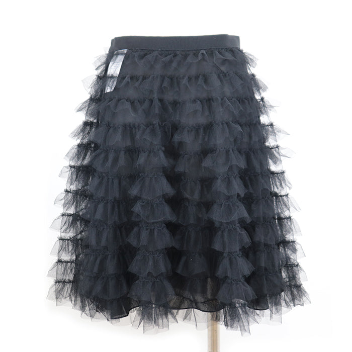 Christian Dior Tiered Frill Tulle Skirt Black