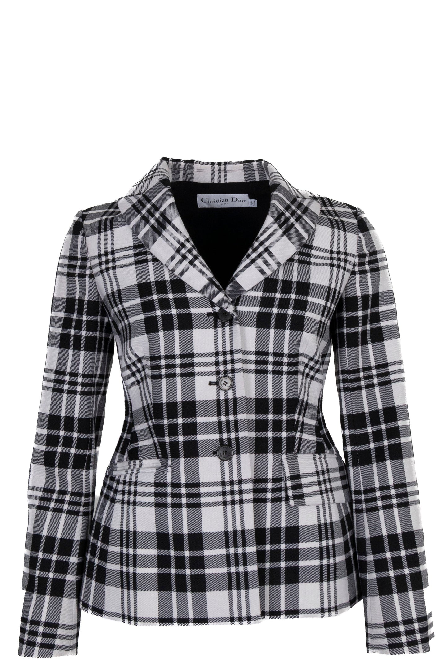 CHRISTIAN DIOR Bar Jacket Check Wool Black White