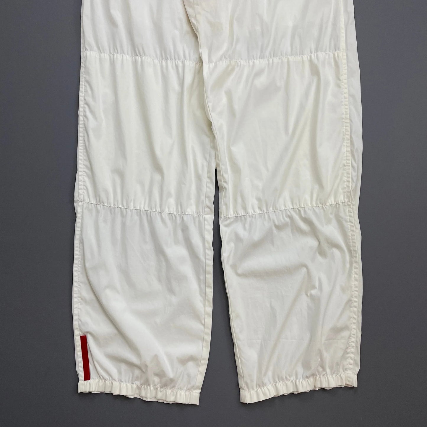 Prada Sport White SS00 Lightweight Cotton Parachute Pant Shell Tro rs