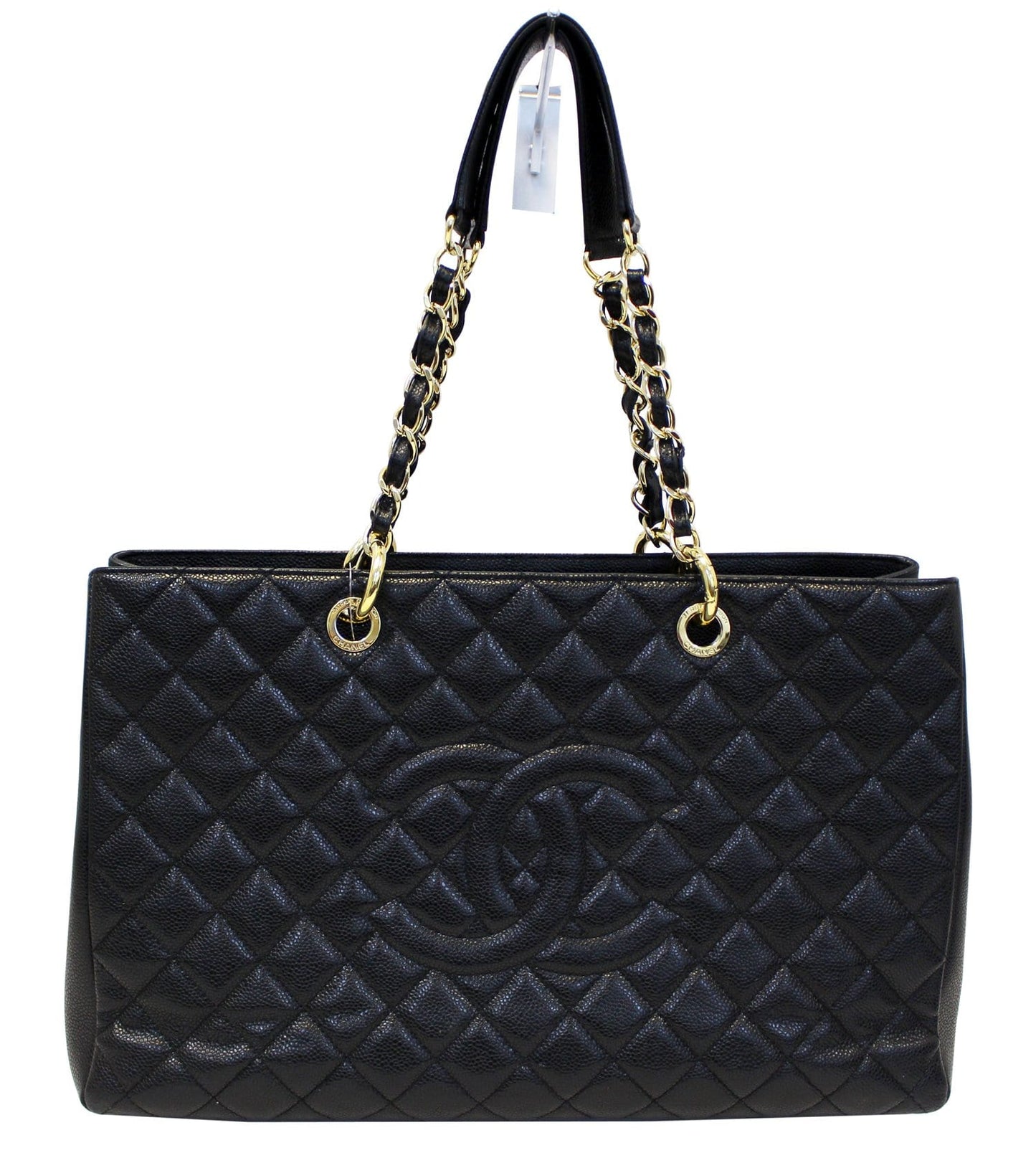 CHANEL Caviar Leather Leather Black XL Grand Shopping Tote Bag
