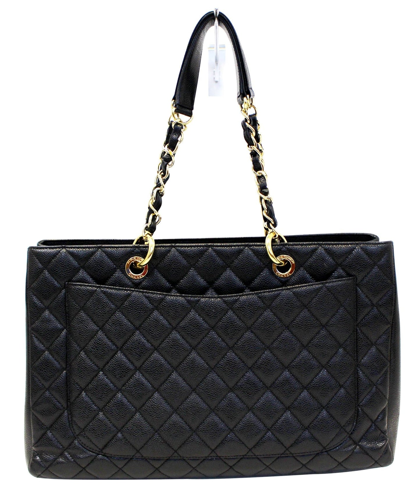 CHANEL Caviar Leather Leather Black XL Grand Shopping Tote Bag