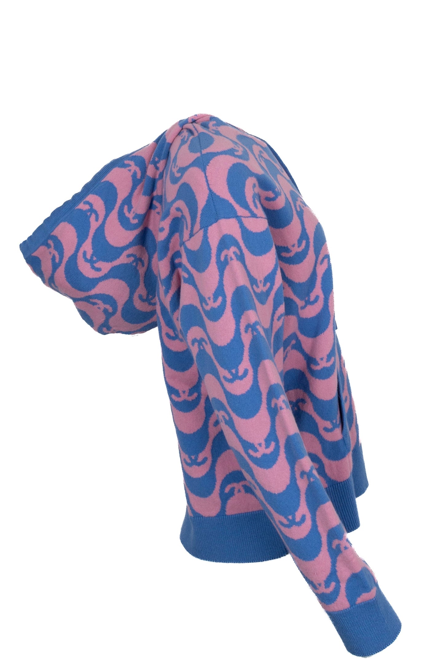 CHANEL 2021 CC Hoodie Cashmere Blue Pink