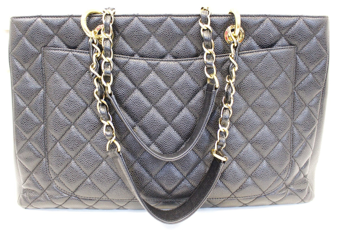 CHANEL Caviar Leather Leather Black XL Grand Shopping Tote Bag