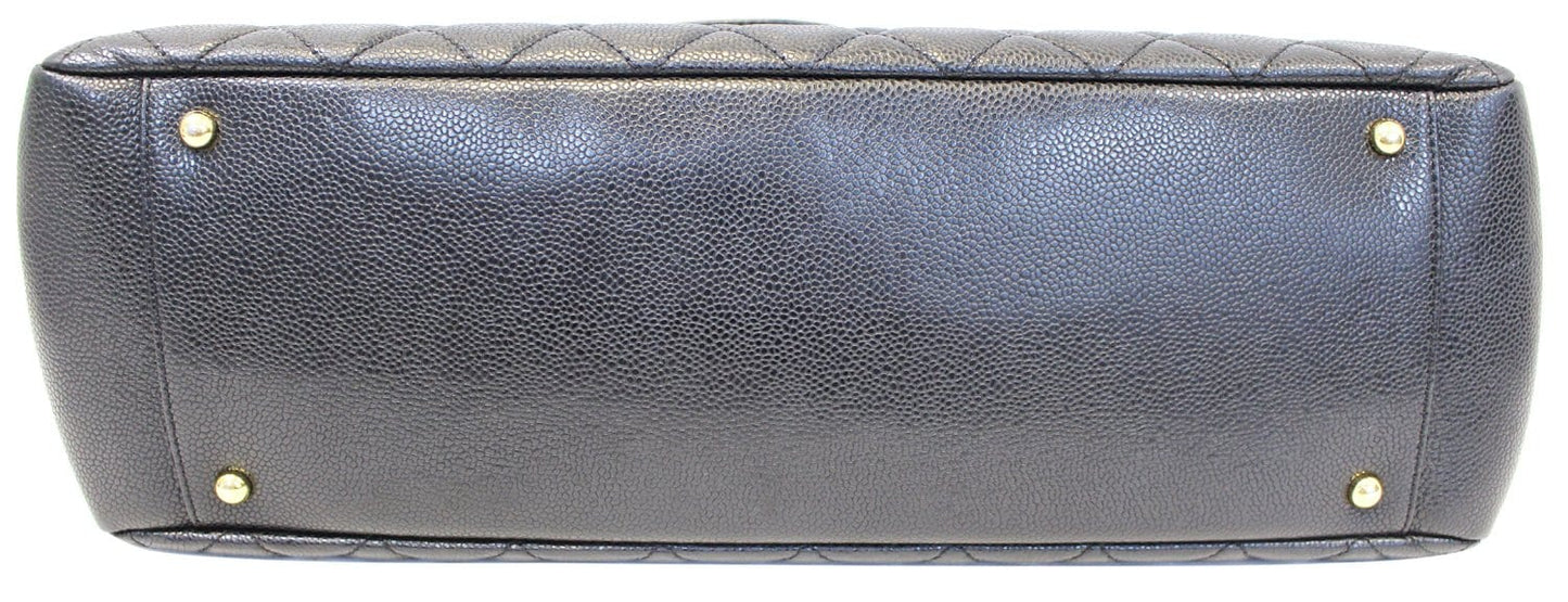 CHANEL Caviar Leather Leather Black XL Grand Shopping Tote Bag