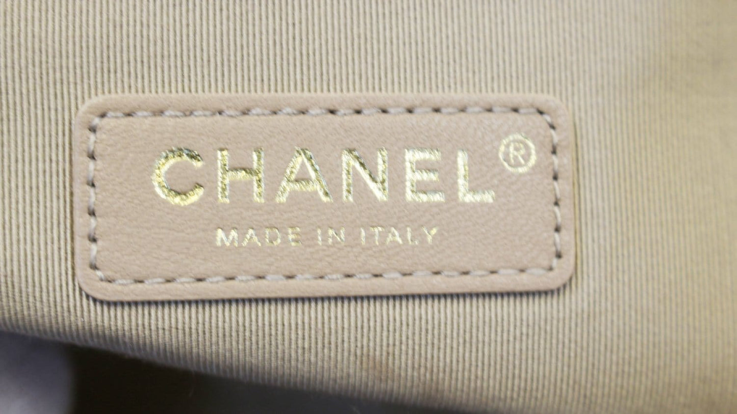 CHANEL  Chevron Quilted Dark Beige Medium Boy Flap Bag