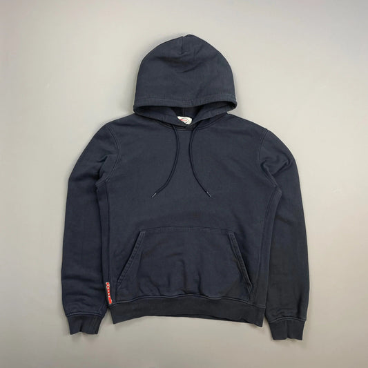 Prada Sport Navy Drawstring Zip-Through Cotton Hoodie