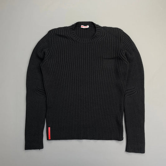 Prada Sport 00s Heavy Ribbed Wool Technical Knit Jumper