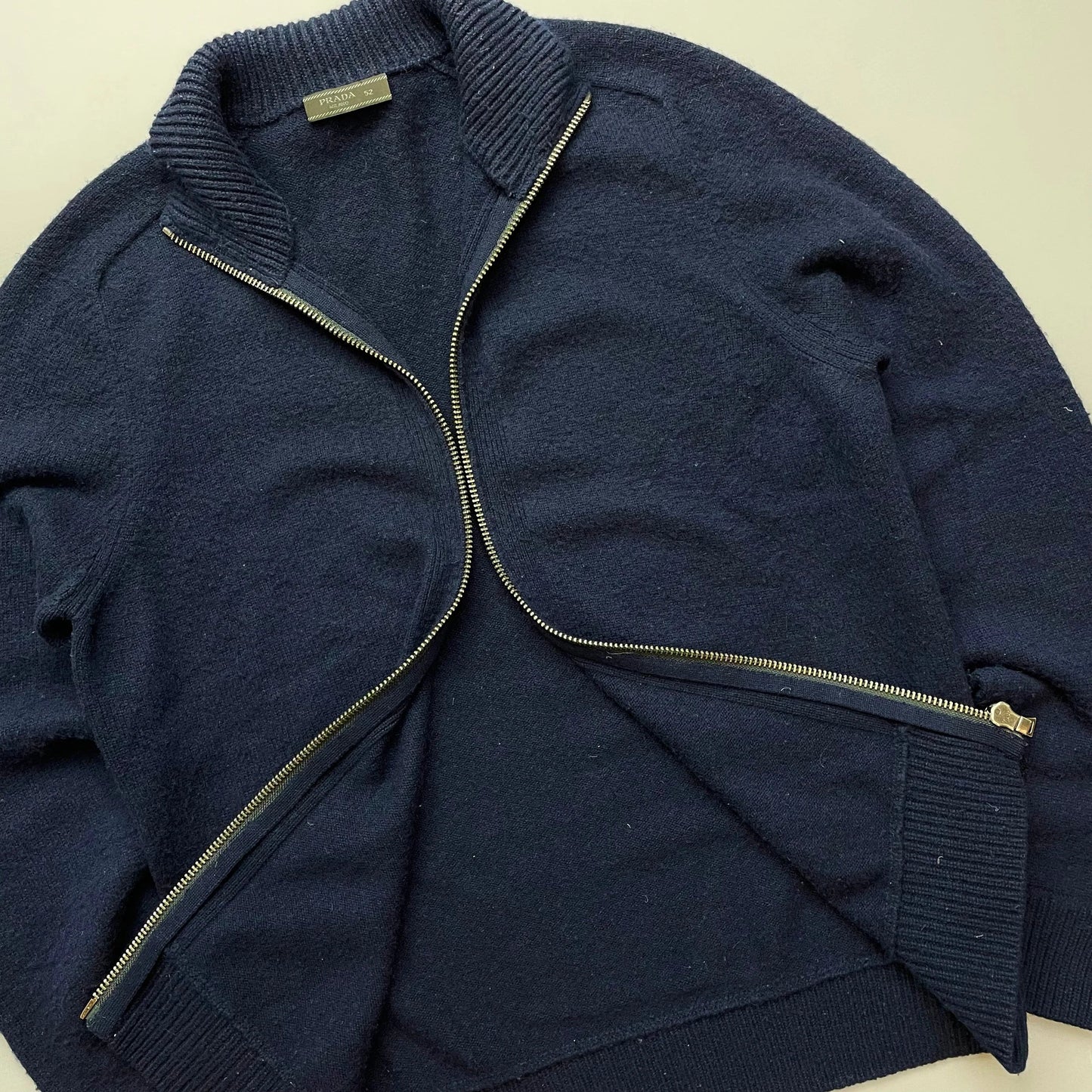 Prada Navy Cashmere Knit Zip-Through Jumper 2013