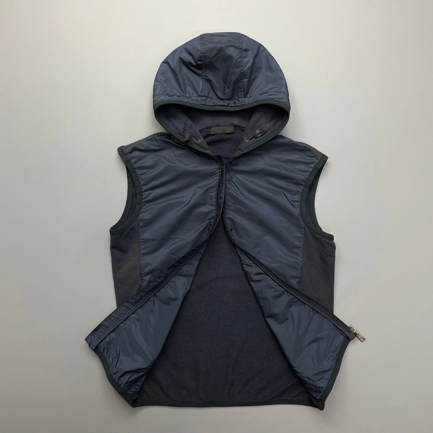 Prada Sport Navy Nylon Hooded Gilet Vest 2017