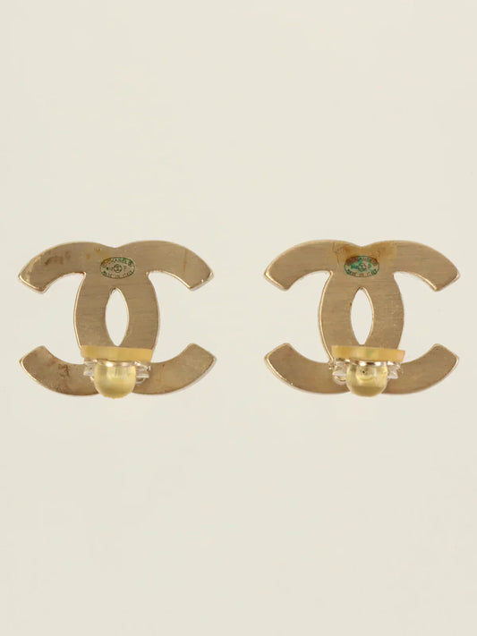 CHANEL 2012 Made Cc Mark Plate Earrings Silver/Black