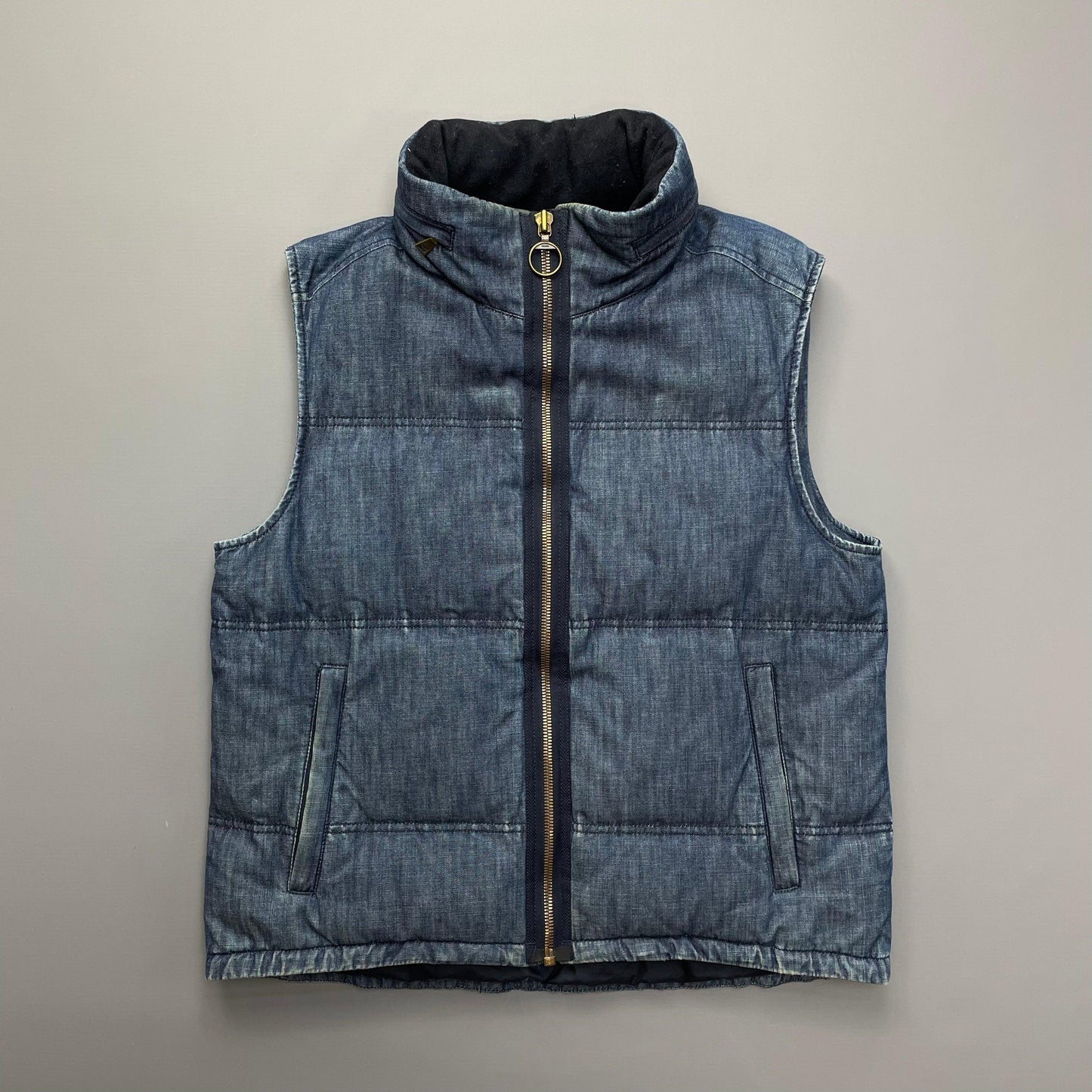 Prada Sport Blue Denim Down-Padded Gilet w/ Concealed Hood - OUT FOR RENTAL