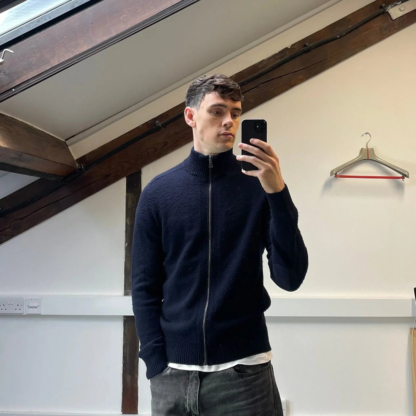 Prada Navy Cashmere Knit Zip-Through Jumper 2013