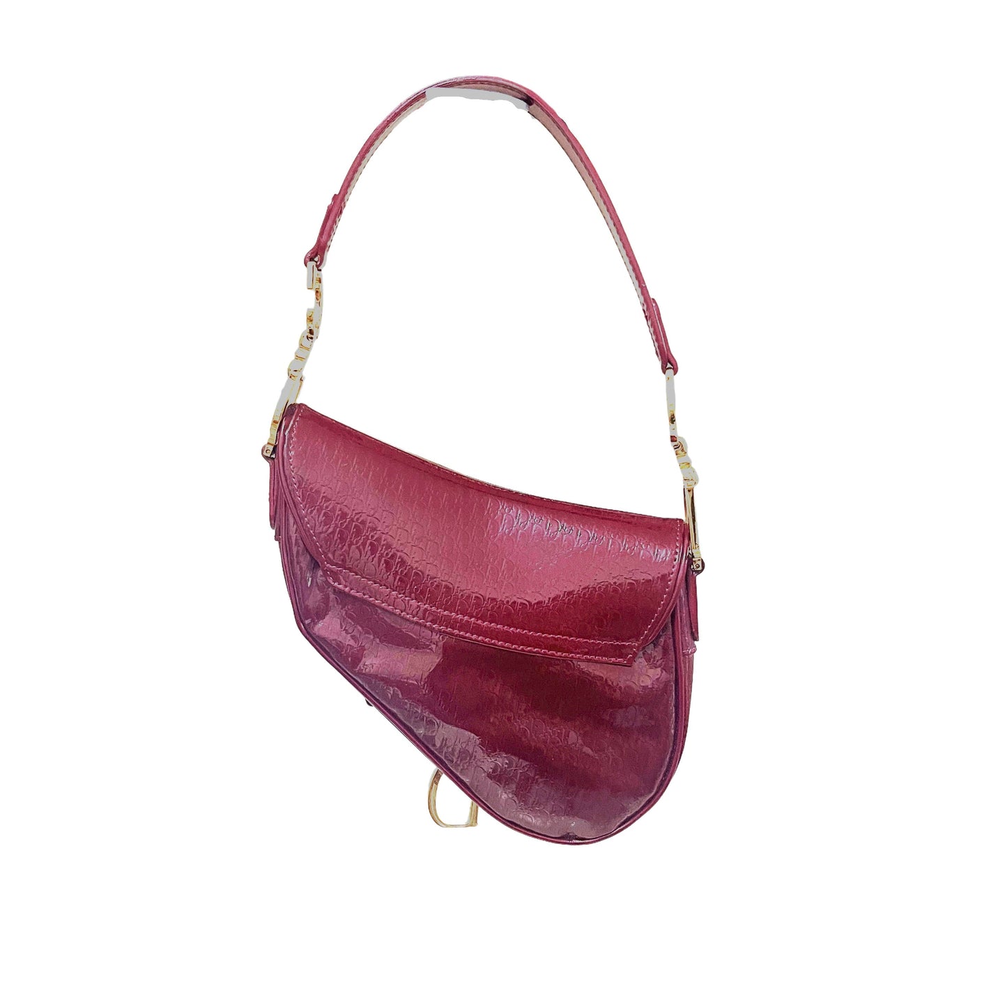 Dior Saddle Mini   Shoulder Bag Burgundy Patent Leather