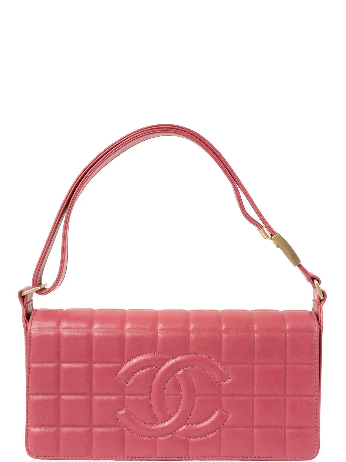 CHANEL Around 2001 Made Chocolate Bar Cc Mark Stitch Shouder Bag Pink