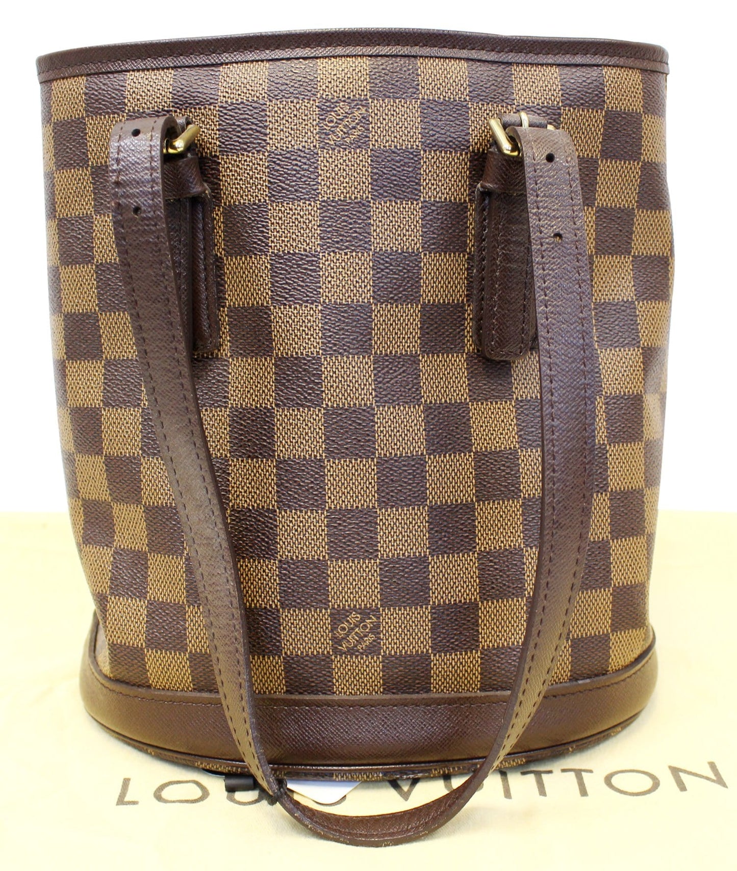 LOUIS VUITTON Damier Ebene Brown Marais Bucket Bag