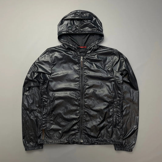 Prada Sport Deep Purple Nylon 2006 Lightweight Hooded Spellout Jacket