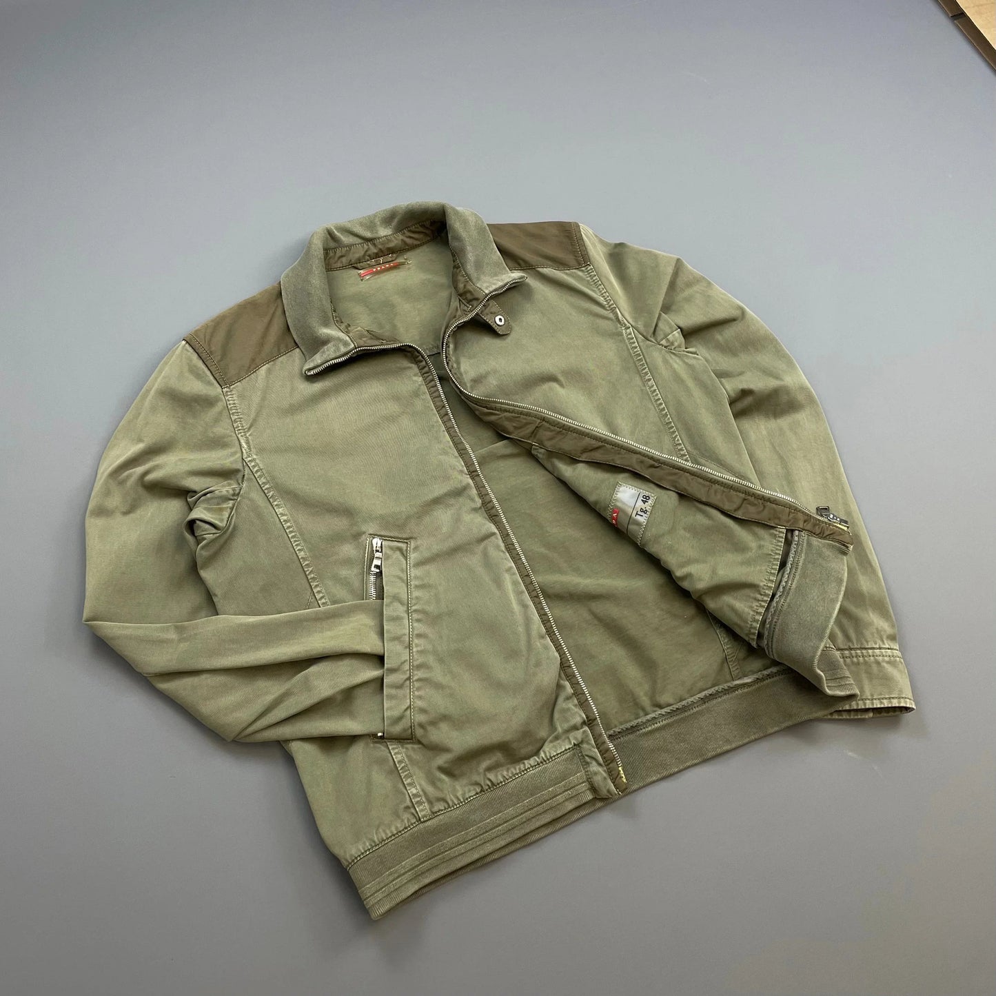Prada Sport Khaki Green 00s Military Style Cotton Jacket