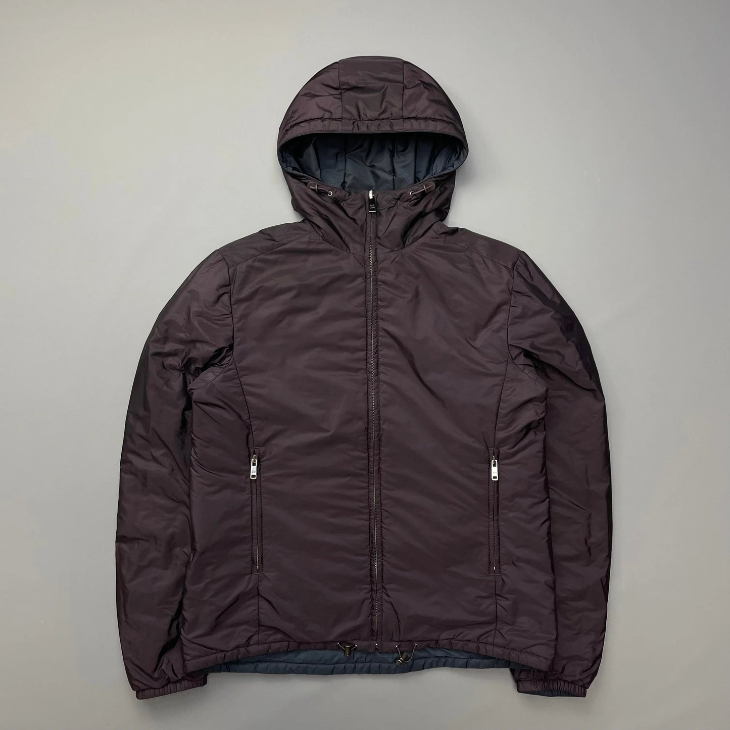 Prada Sport 2014 Burgundy/Navy Nylon Reversible Padded Hooded Jacket