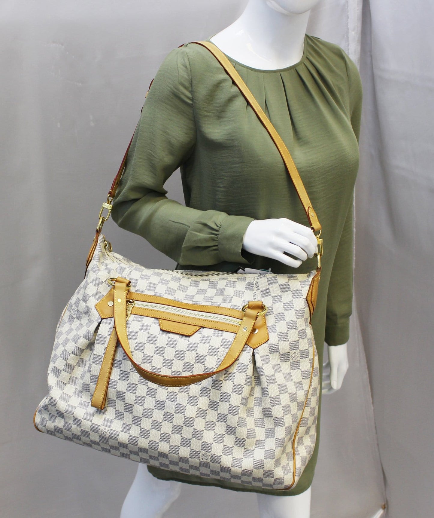 LOUIS VUITTON Evora GM Damier Azur Tote Shoulder Bag